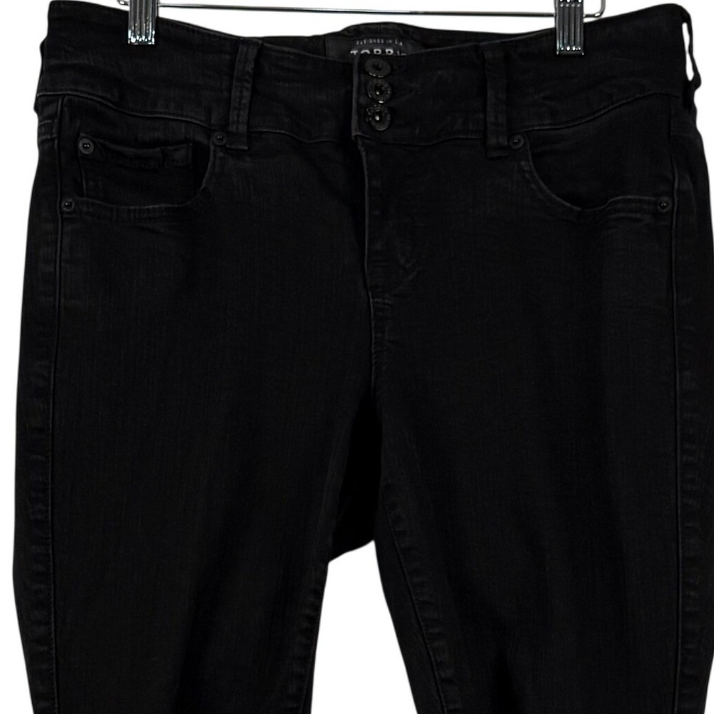 Torrid 12R Jegging Effortless Edgy Black Distressed Ripped Knee Skinny Jeans EUC - Picture 2 of 9
